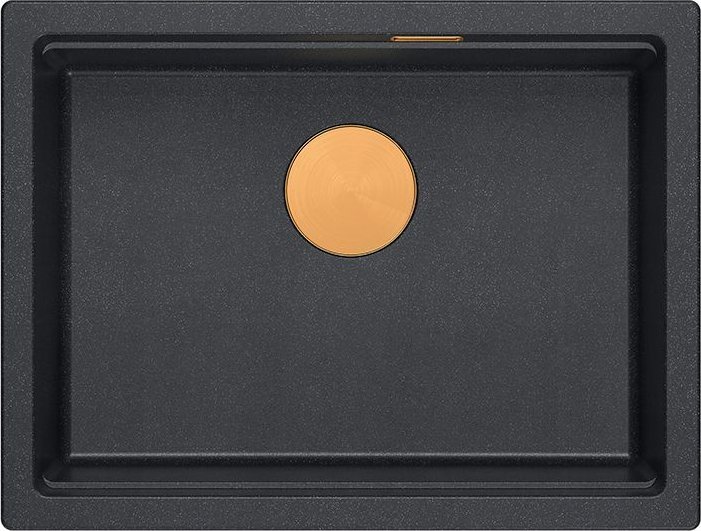 Zlewozmywak GraniteQ LOGAN 100 GraniteQ zlewozmywak black diamond 59,5x45,1x21,5 cm 1-komorowy podwieszany z syfonem manualnym miedziany