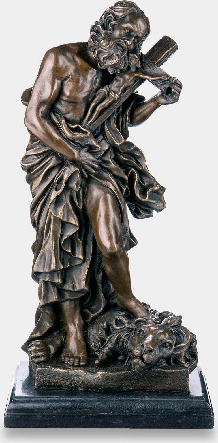 rzezbyzbrazu Święty Hieronim z Lwem Rzeźba z Brązu