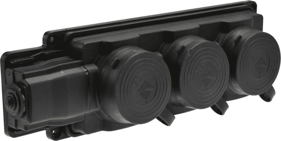 Pawbol 3-gniazda z/u gumowe czarne IP44 D.3159/3