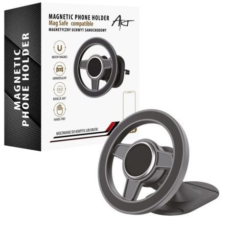 Uchwyt samochodowy magnetyczny 2W1 ART AX-04 nawiew+deska PHONE/MP4/GPS komp.z MagSafe