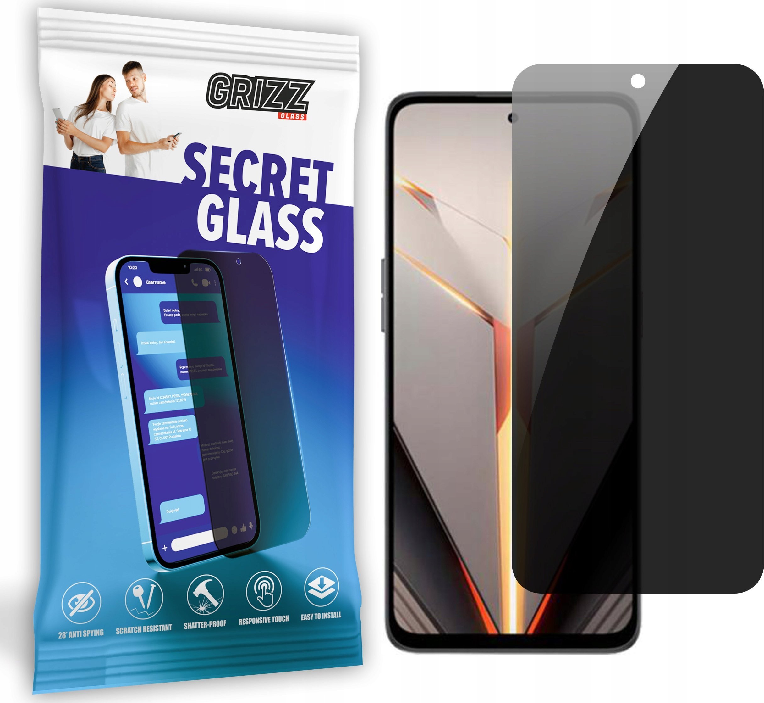 GrizzGlass Szkło prywatyzujące GrizzGlass SecretGlass do Nubia Neo 2