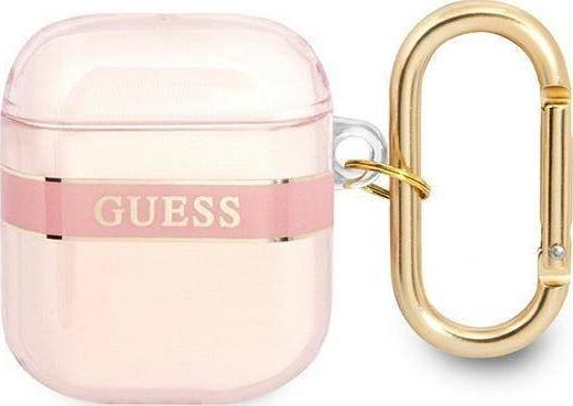 Guess Etui ochronne Strap Collection do AirPods różowe