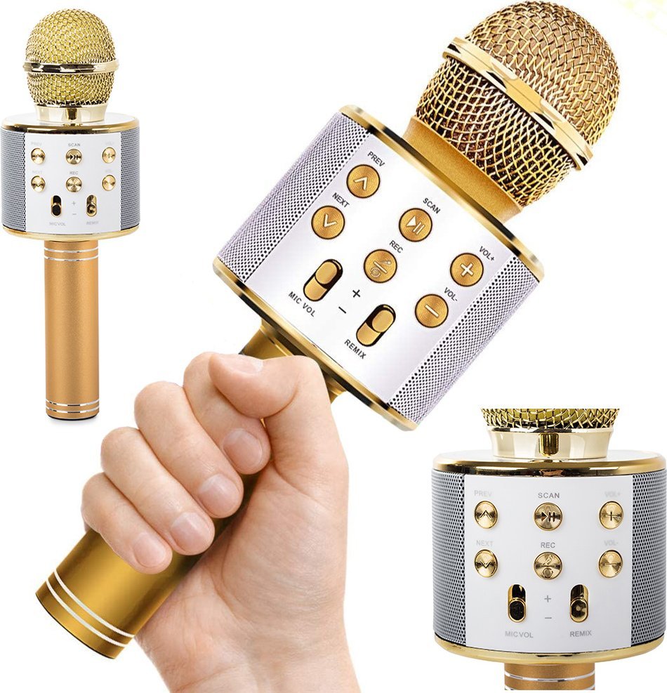 Mikrofon Verk Mikrofon bezprzewodowy bluetooth głośnik karaoke modulator głosu okrągły Mikrofon bezprzewodowy bluetooth głośnik karaoke modulator głos