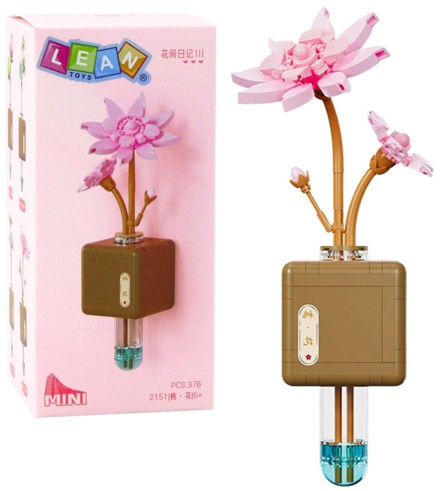 Klocki Konstrukcyjne Kwiat Lotosu Różowy W Fiolce 376 el. LEAN Toys