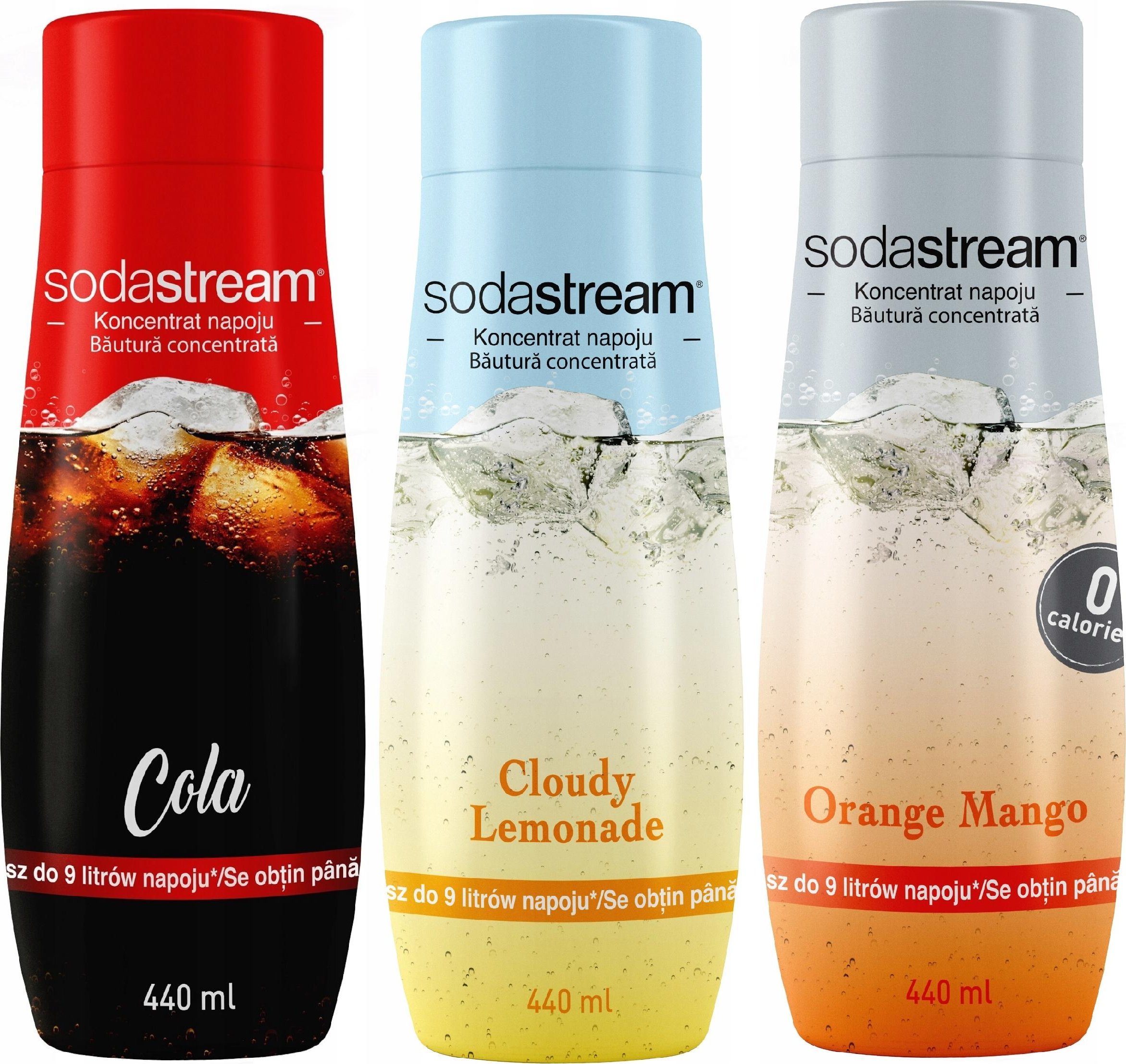 Zestaw 3 koncentratów SodaStream Cola+Lemonade+Orange-Mango