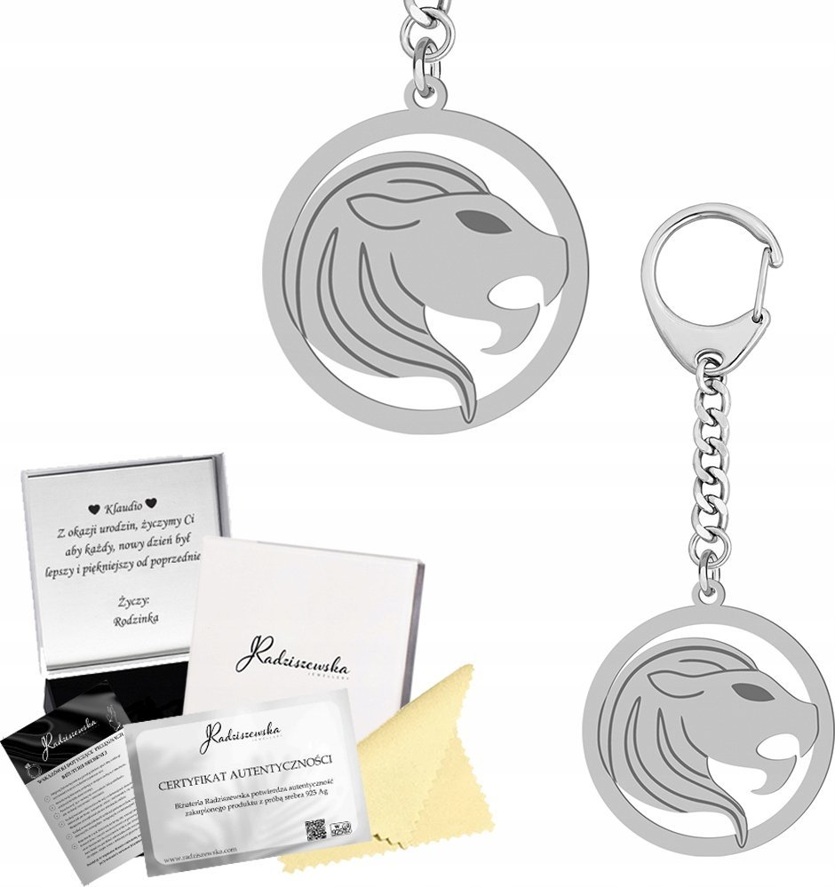 Radziszewska Jewellery BRELOK ZE ZNAKIEM ZODIAKU LEW SREBRO 925 PREZENT GADŻET GRAWER GRATIS