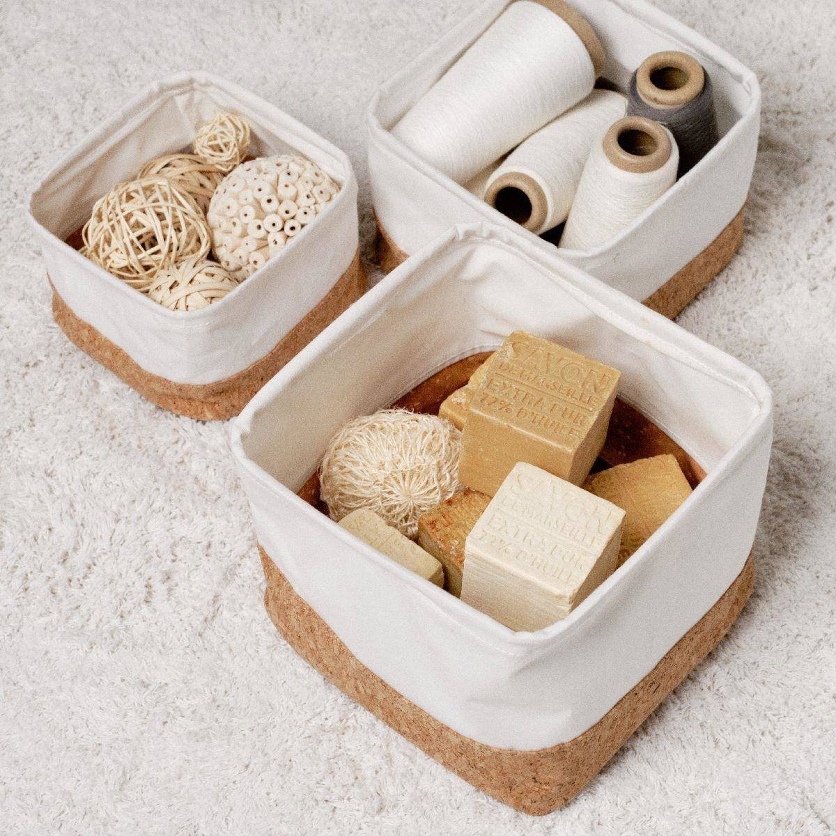 TODAY Kosze do przechowywania Simplicity, korkowa podstawa, 3 pojemniki