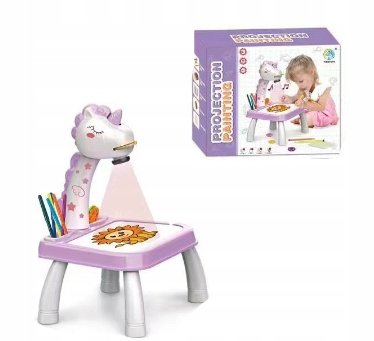 Projektor jednorożec fioletowy rzutnik do rysowania stolik tablica PREZENT