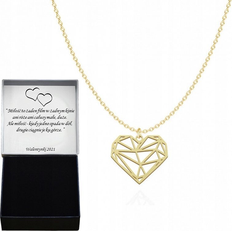 Radziszewska Jewellery Naszyjnik Złoty Serce Ażurowe 925 Prezent na Dzień Matki DEDYKACJA GRATIS