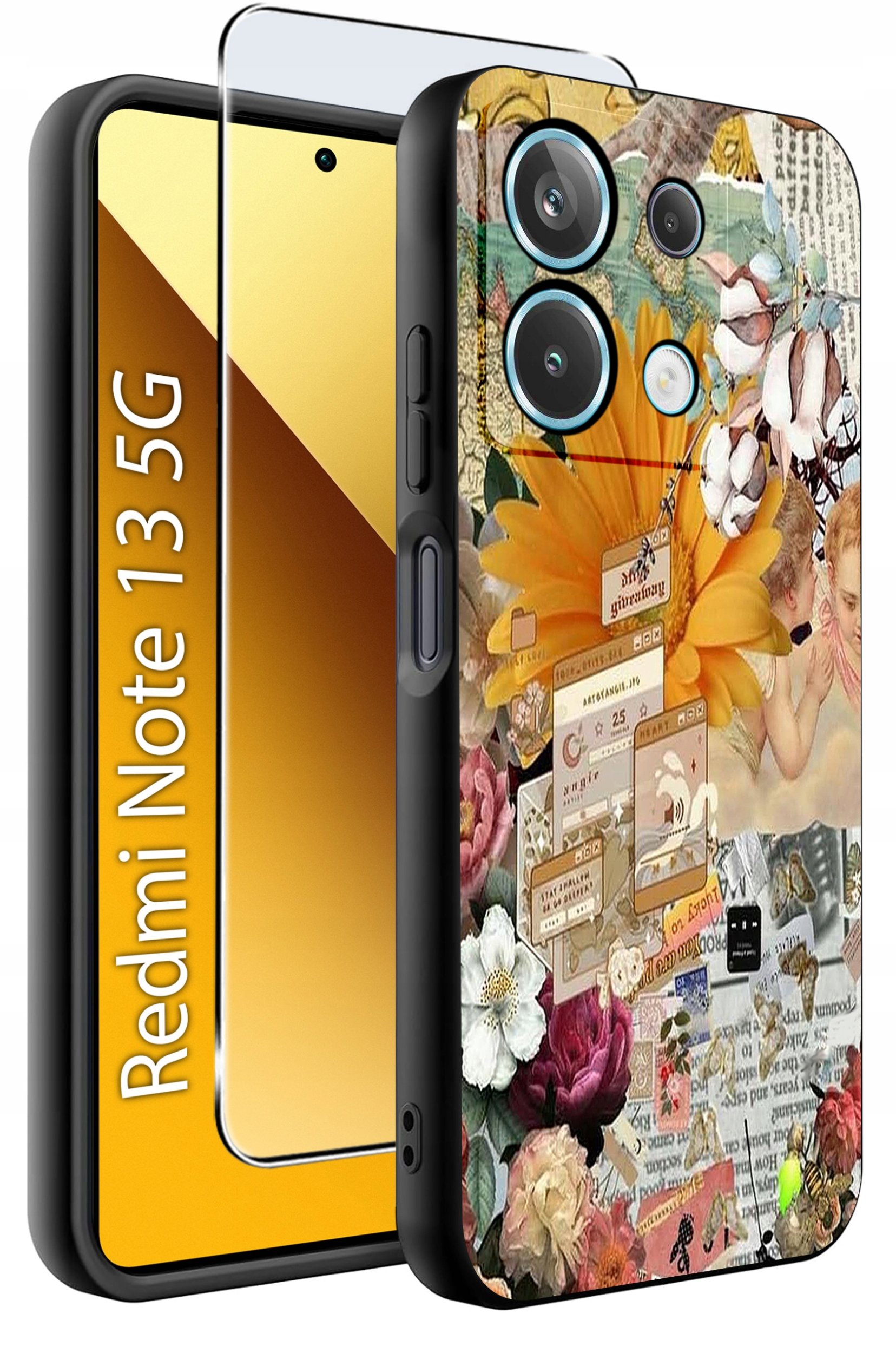 ETUI do Xiaomi Redmi Note 13 5G WZORY |SILIKONOWE MATT CASE +SZKŁO 9H