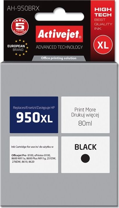 Tusz Activejet Tusz AH-950BRX zamiennik HP 950XL CN045AE; 80 ml; czarny