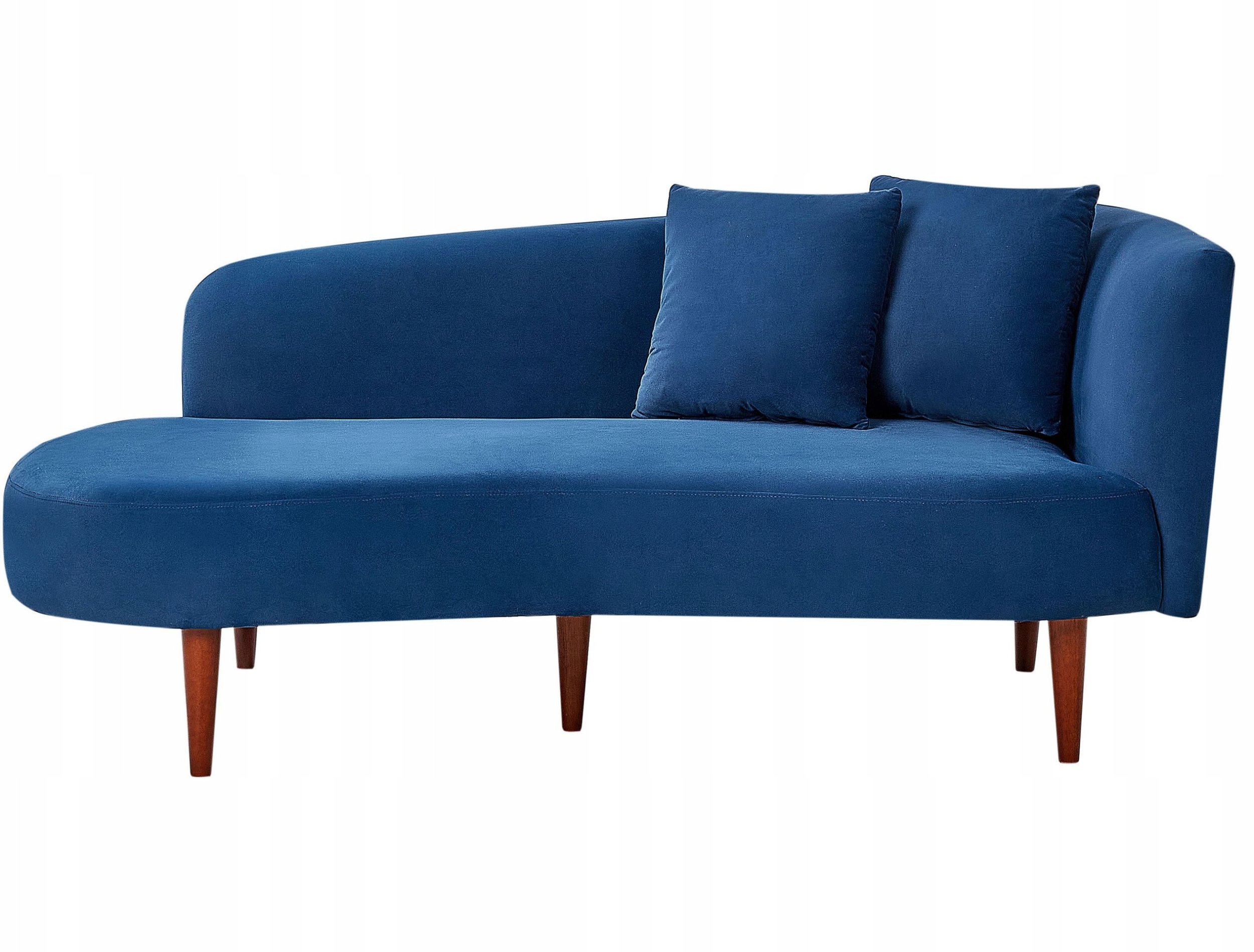 Szezlong welurowy prawostronny niebieski CHAUMONT