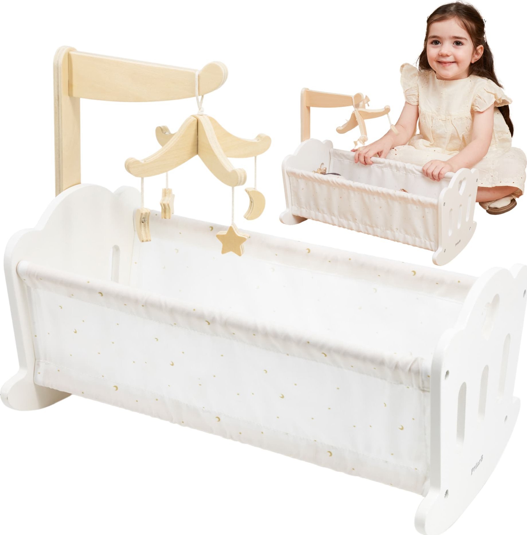 Viga Toys Kołyska Drewniana Dla Lalek Łóżeczko