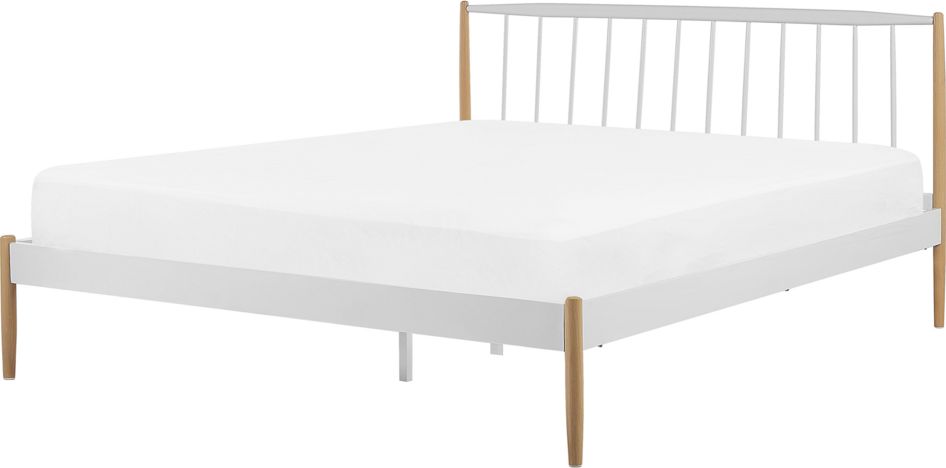 Beliani Łóżko metalowe 180 x 200 cm białe MAURS