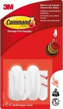 3M 3M Comannd Haki Wielokrotnego Użytku 2 haczyki + 4 małe paski 17082....