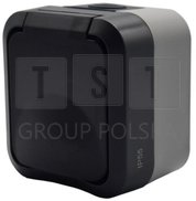 60326 Gniazdo z uziemieniem pojedyncze natynkowe Aqua Pro IP55 szaro grafitowe klapka dymna / 60326