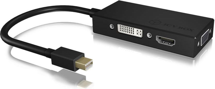 Adapter AV Icy Box DisplayPort Mini - HDMI - D-Sub (VGA) - DVI-I czarny (IB-AC1032)
