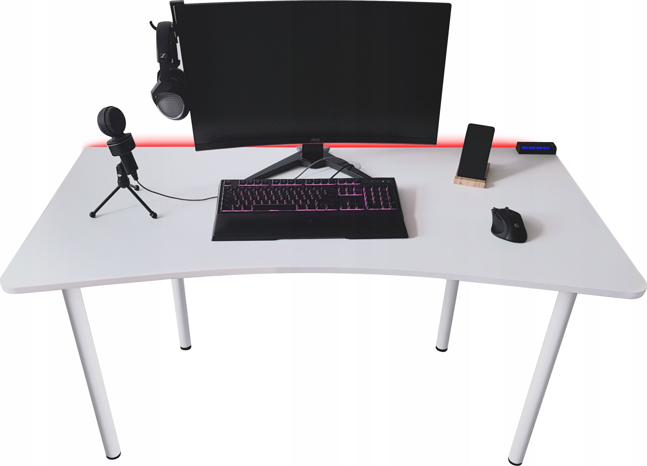 Biurko Zdesk CB-710W-Po/W-LH Białe 138 cmx68 cm HUB USB