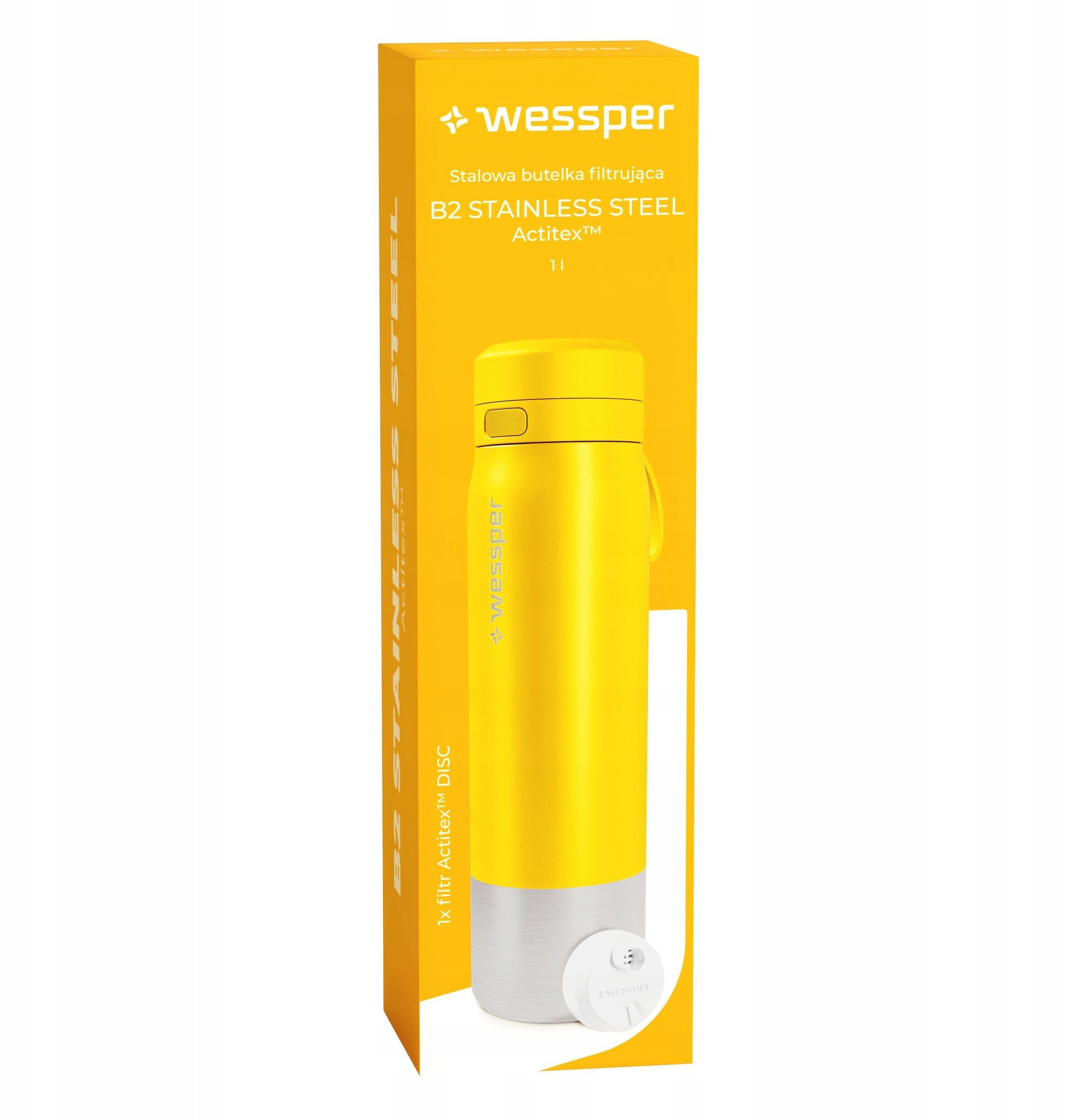 Butelka filtrująca Wessper B2 STAINLESS STEEL Actitex™ 1000ml Yellow (WES276-1000-YL_K)