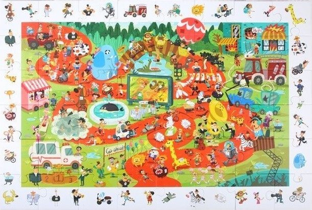 Robotime ROBOTIME Drewniane Puzzle + Gra Edukacyjna 48 el.