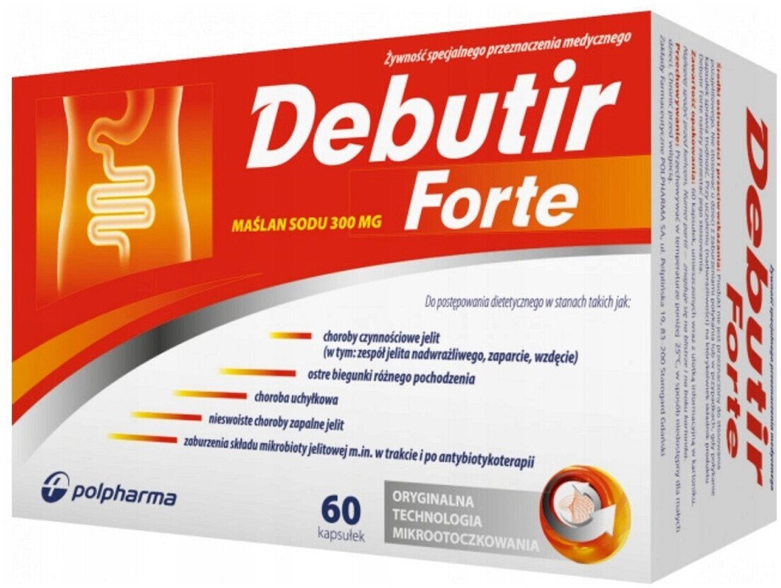 MYVITA DEBUTIR_Forte sól sodowa kwasu masłowego 300mg suplement diety 60 kapsułek