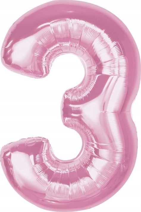 GoDan Balon foliowy cyfra 3 jasnoróżowa Smart 92cm