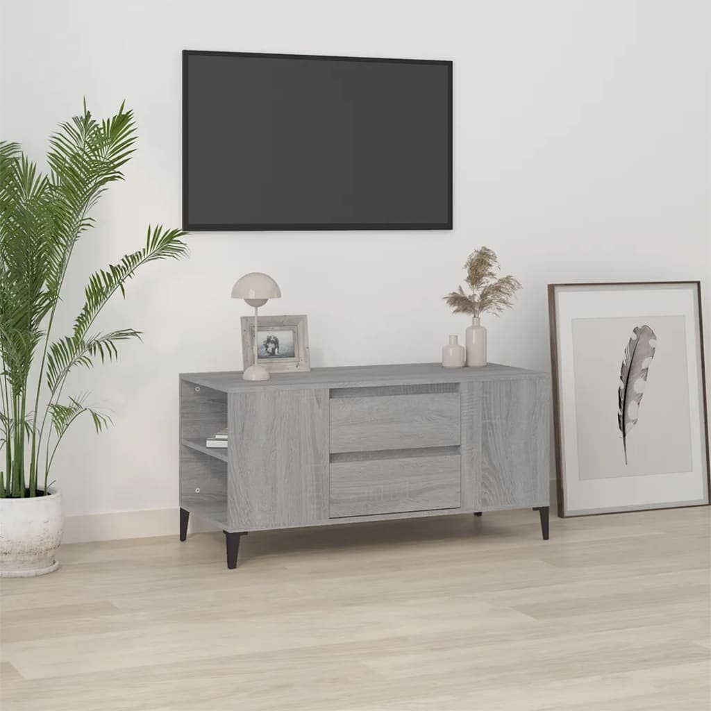vidaXL vidaXL Szafka pod TV, szary dąb sonoma, 102x44,5x50 cm