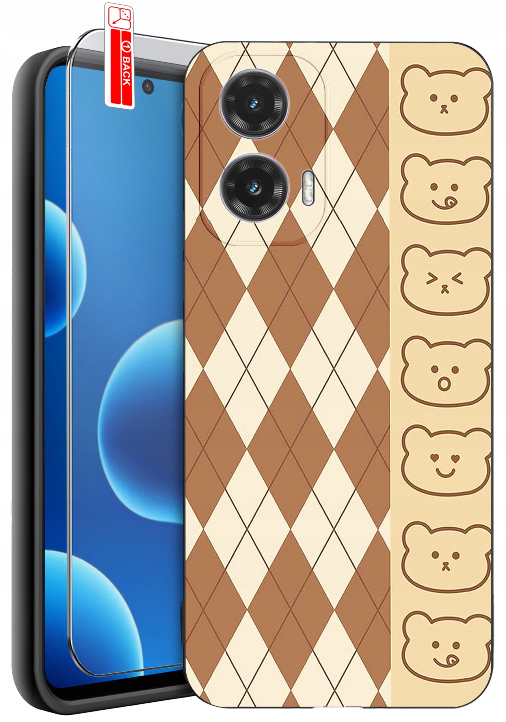 ETUI do Motorola Moto G45 5G | WZORY | SILIKONOWE MATT CASE + SZKŁO 9H