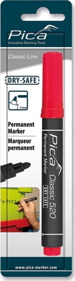 Pica-Marker Pica Permanent Marker 1-4mm, Round Tip, red Retail Packaging