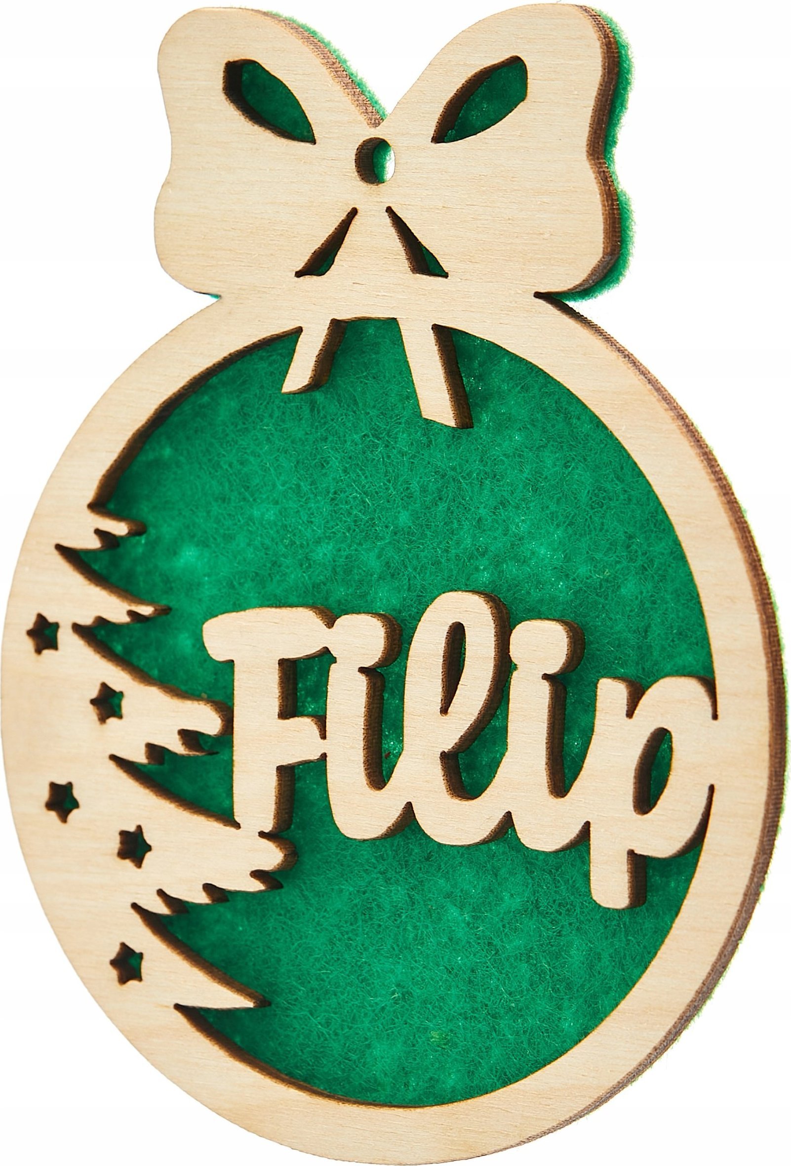 Techrebal BOMBKA Z IMIENIEM CHOINKOWA DREWNIANA ZIELONA