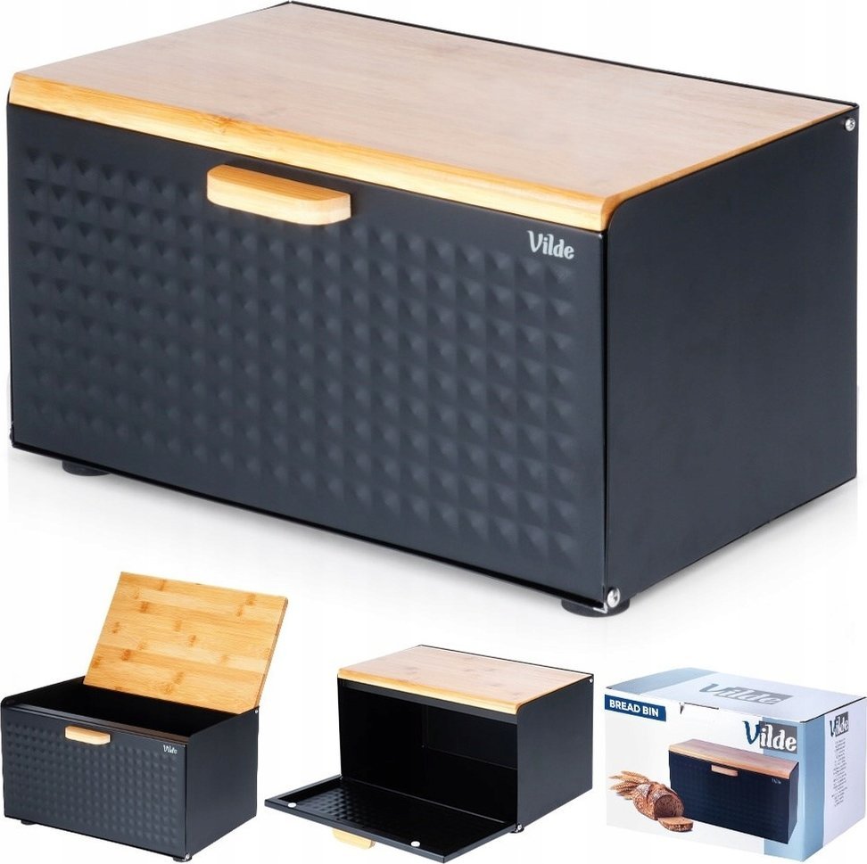 Chlebak Vilde Chlebak Pojemnik na Chleb Metalowy z Podwójną Pokrywą VILDE 35,5x22x20,5 cm