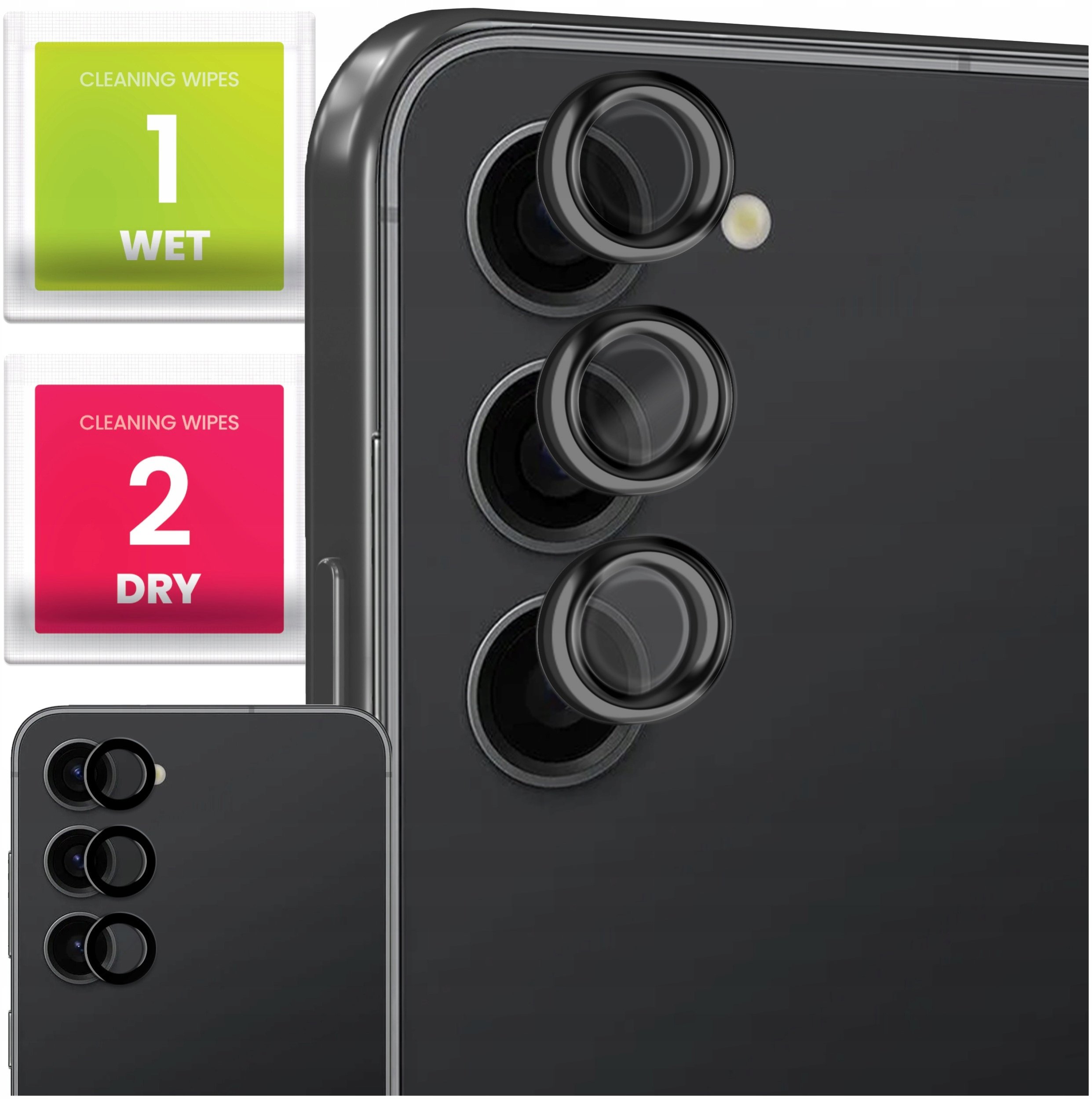 3x Szkło Na Aparat Do Samsung Galaxy S23 / S23 Plus (Na Obiektywy, Czarne)