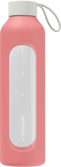 Wessper Butelka szklana na wodę z etui różowa 1L
