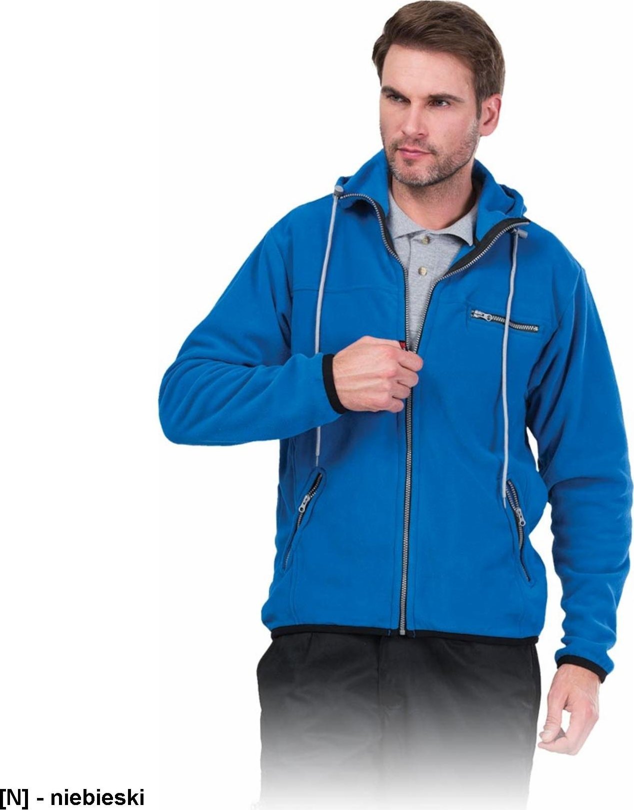 R.E.I.S. POLAR-HOOD - bluza polarowa z kapturem zapinana na suwak, 100% poliester, 290 g/m - niebieski 3XL