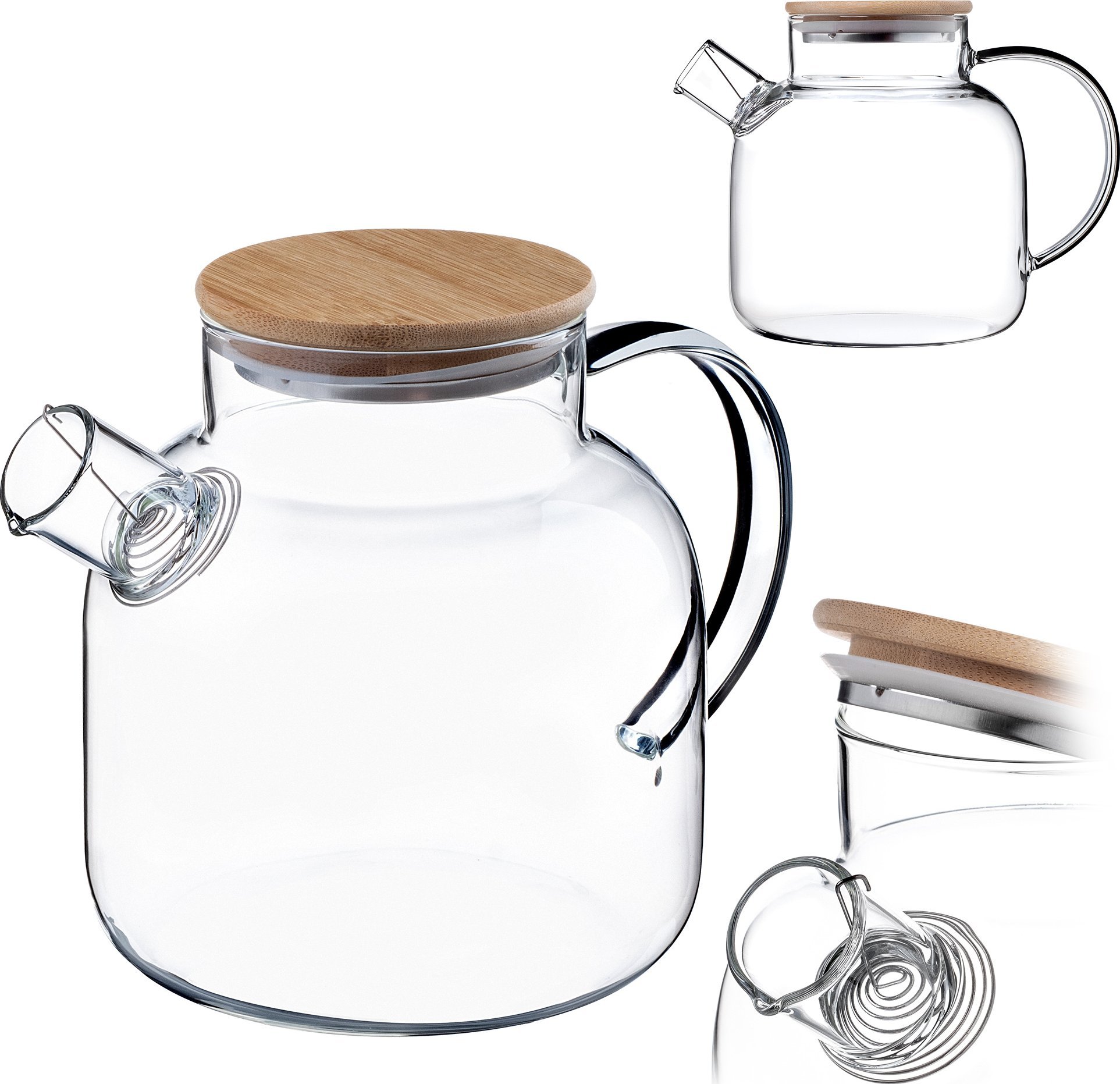 Kadax KADAX Szklany dzbanek z bambusową pokrywką 1.5L