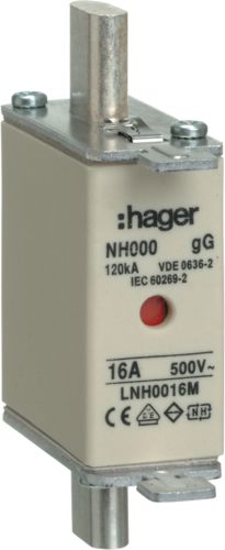 Hager Wkładka bezpiecznikowa NH000 16A 500V gG (LNH0016M)