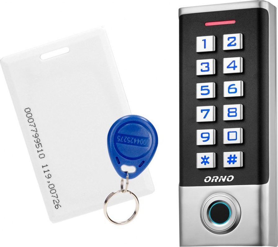 Orno Zamek szyfrowy hermetyczny z czytnikiem kart i breloków zbliżeniowych oraz czytnikiem linii papilarnych, IP68, 1 przekaźnik 3A