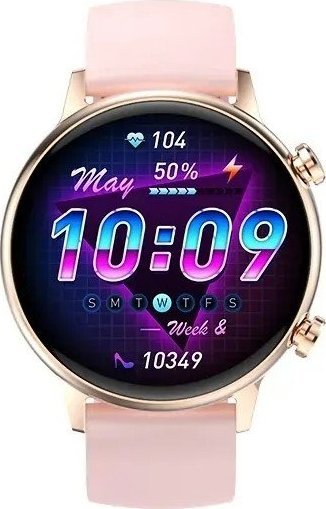 Smartwatch Rubicon RNCF09 + biały pasek Różowy (RNCF09)