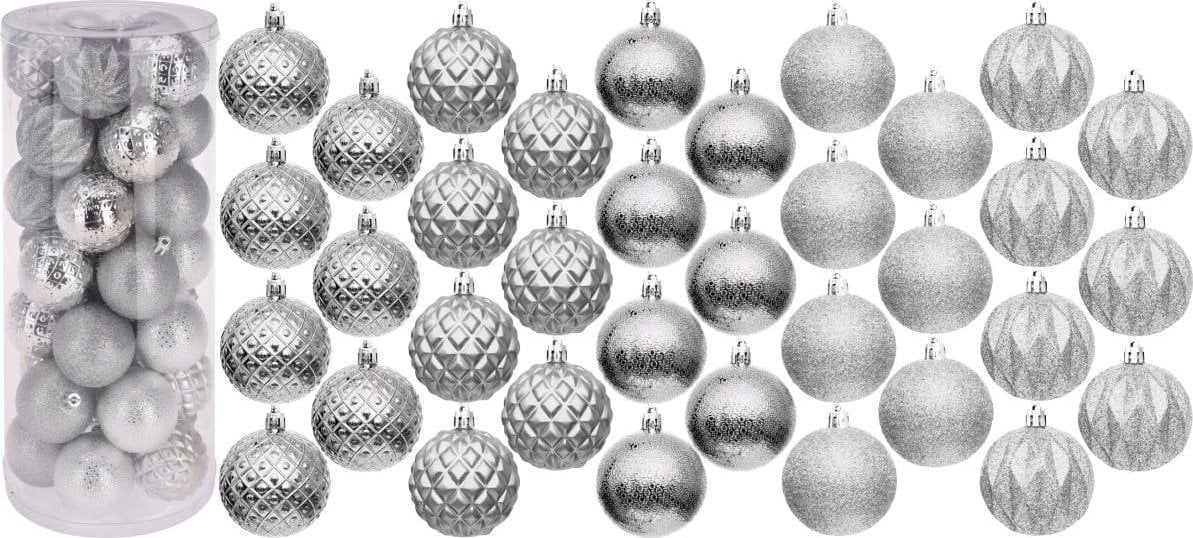 Christmas decoration BOMBKA DEKORACYJNA PLASTIKOWA 6CM SET 35 SZT SREBRNA