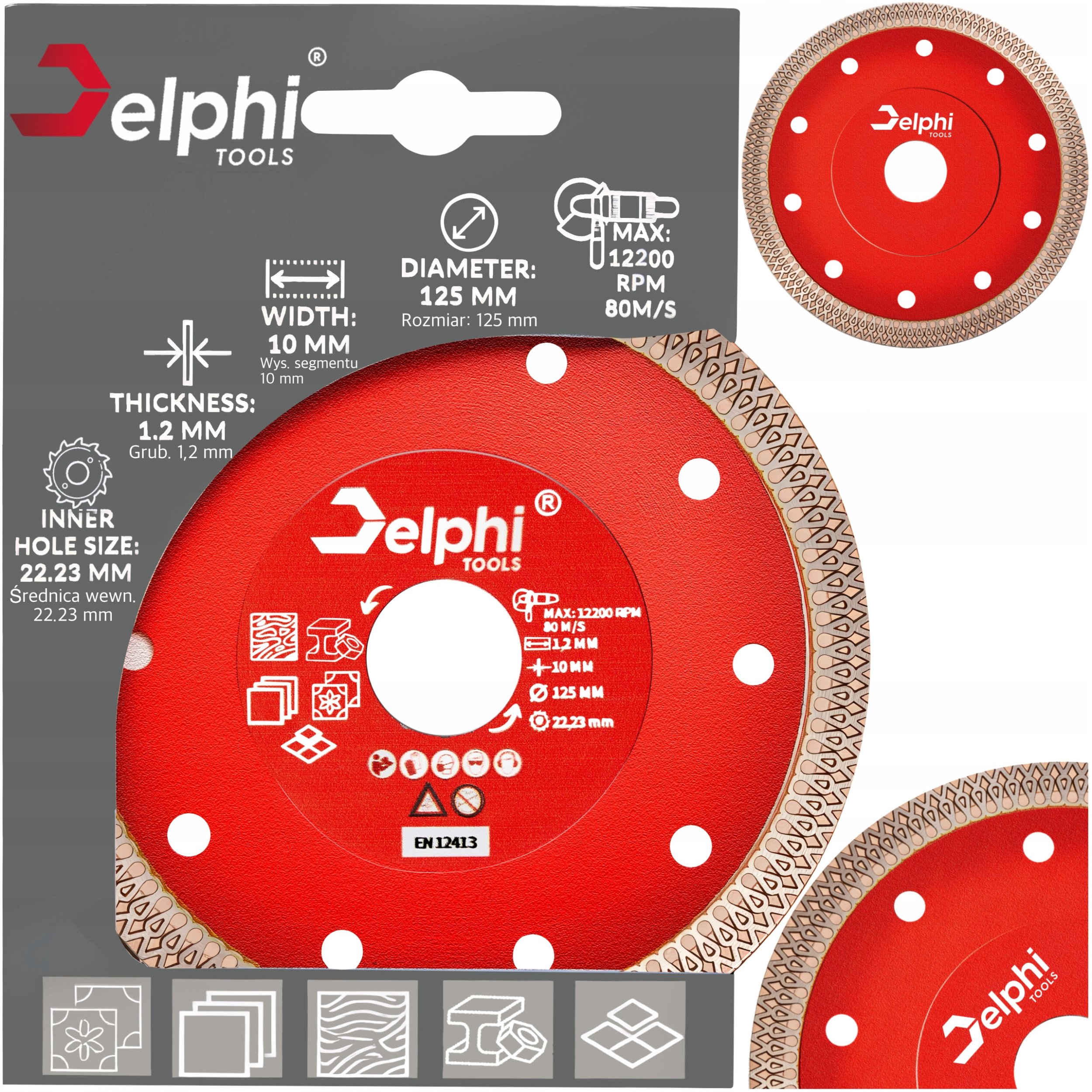 TARCZA DIAMENTOWA DO CIĘCIA GRESU PŁYTEK KAMIENIA CERAMIKI SPIEKU 125 MM