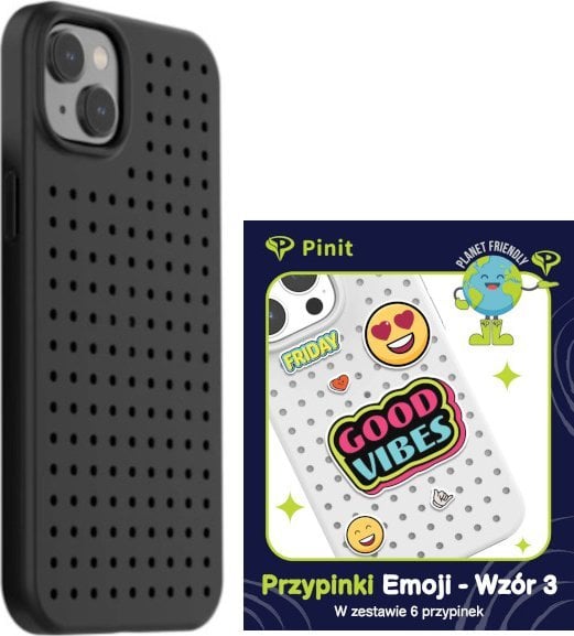 Pinit Zestaw Etui Dynamic + Emoji Pin iPhone 14 6.1" czarny/black wzór 3