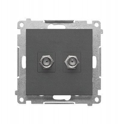 Gniazdo antenowe typu F Kontakt-Simon 55 TASF2.01/116 podwójne moduł. Do instalacji indywidualnych. grafitowy mat