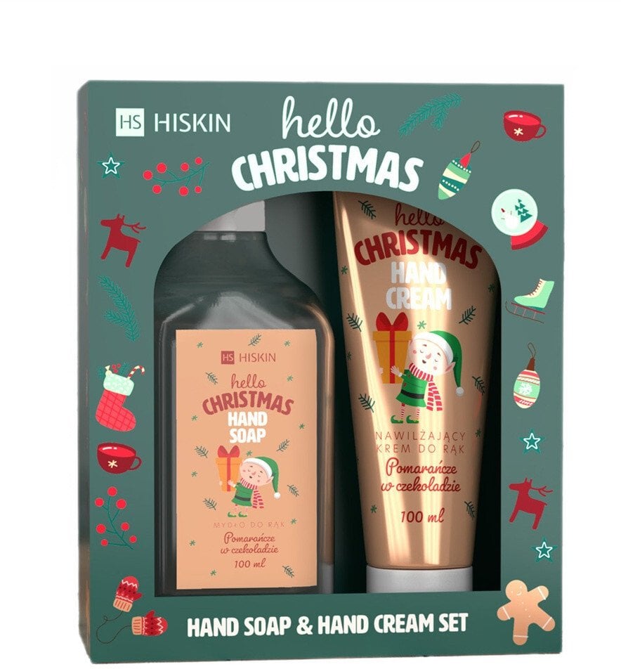 HiSkin Hello Christmas Słodka Czekolada zestaw krem do rąk 60ml + mydło do rąk 200ml
