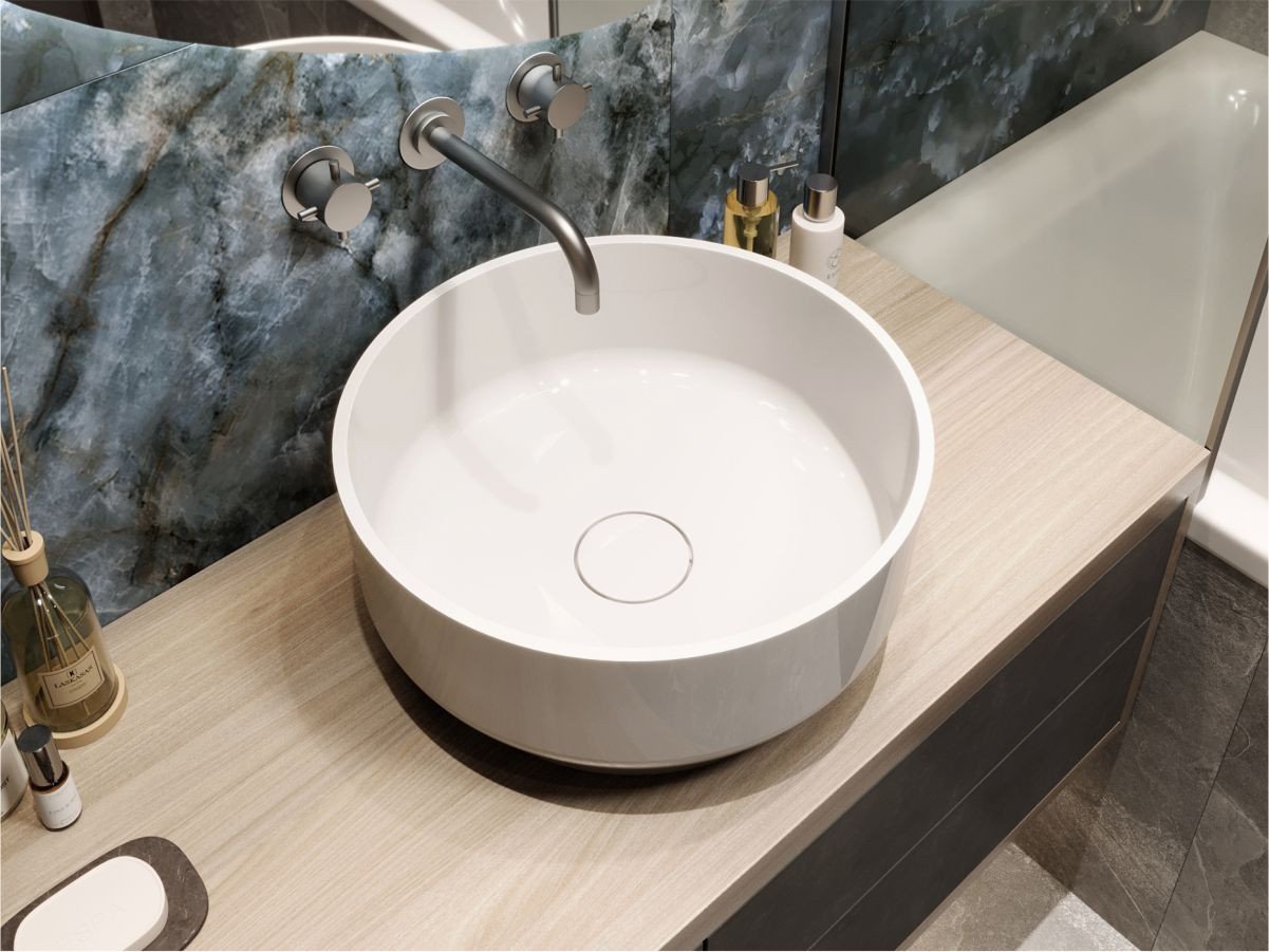 Umywalka nablatowa MIRAGGIO MARTA 42*42*18 Połysk Biała 0000695