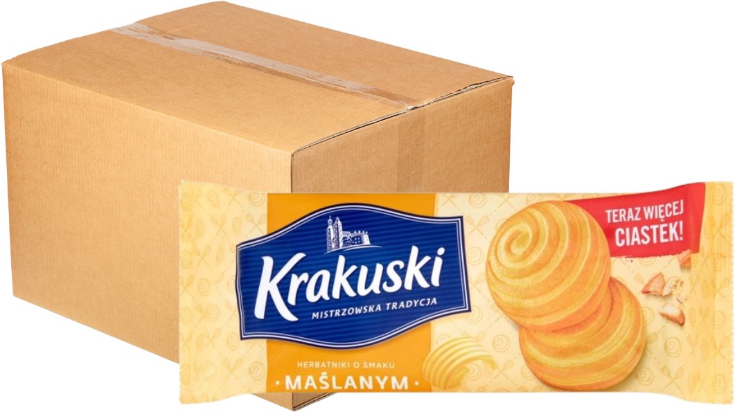Krakuski Herbatniki o smaku maślanym 201 g x 24 sztuk