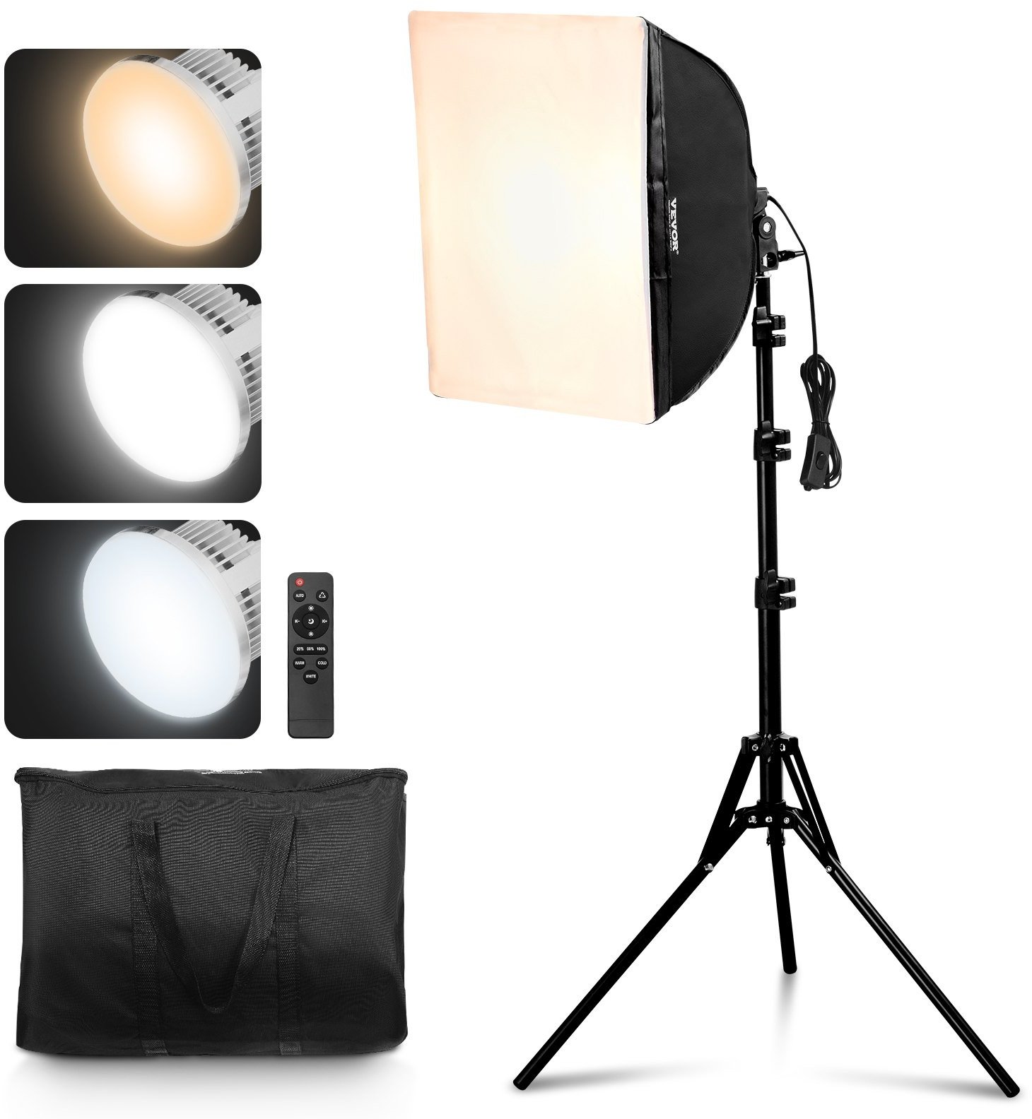 Lampa studyjna led 45W + softbox 40x40cm + statyw + futerał