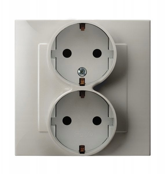 SZAFIR Gniazdo podwójne z uziemieniem schuko kaszmirowy beż GP-2ZS/83