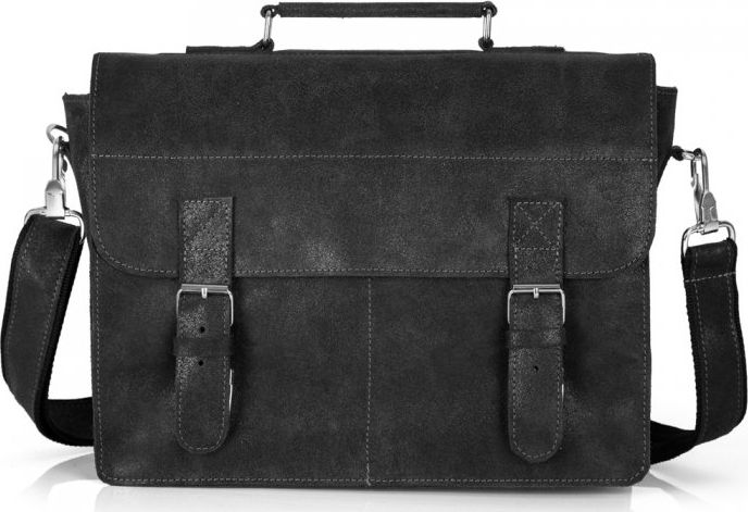 Solome GRAFITOWA SKÓRZANA TORBA LISTONOSZKA NA RAMIĘ SOLOME