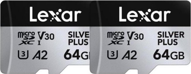 Karta Lexar Silver Plus MicroSDXC 64 GB + 64 GB Class 10 UHS-I/U3 A2 V30 (LMSSIPL064G-B2ANG)