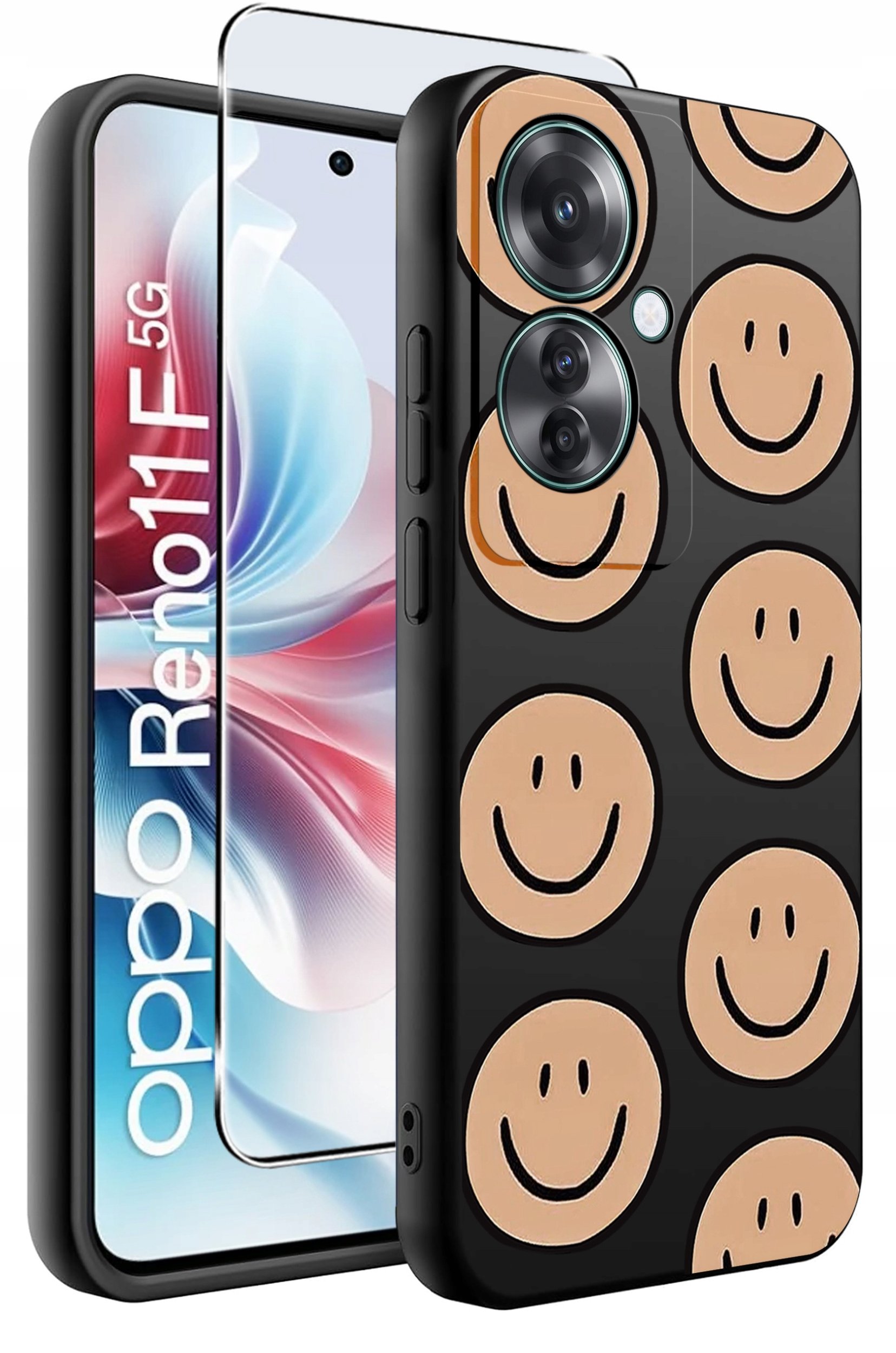 ETUI do Oppo Reno11 F 5G WZORY | SILIKONOWE MATT CASE + SZKŁO HARTOWANE 9H